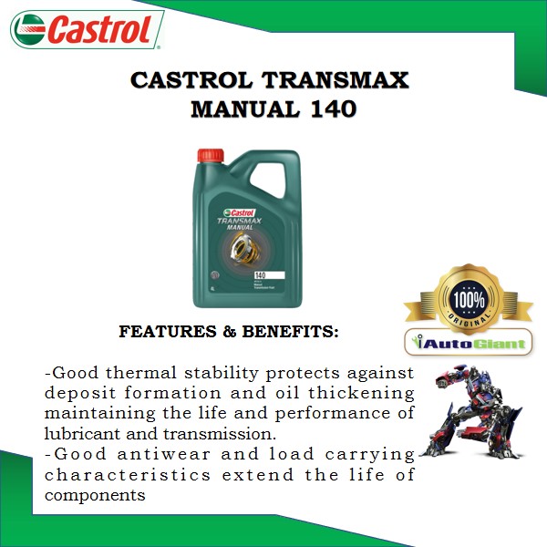 CASTROL TRANSMAX MANUAL 140 (4 LITER) (100% ORIGINAL)