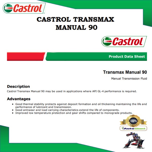 CASTROL TRANSMAX MANUAL 90 (1 LITER) - (100% ORIGINAL)