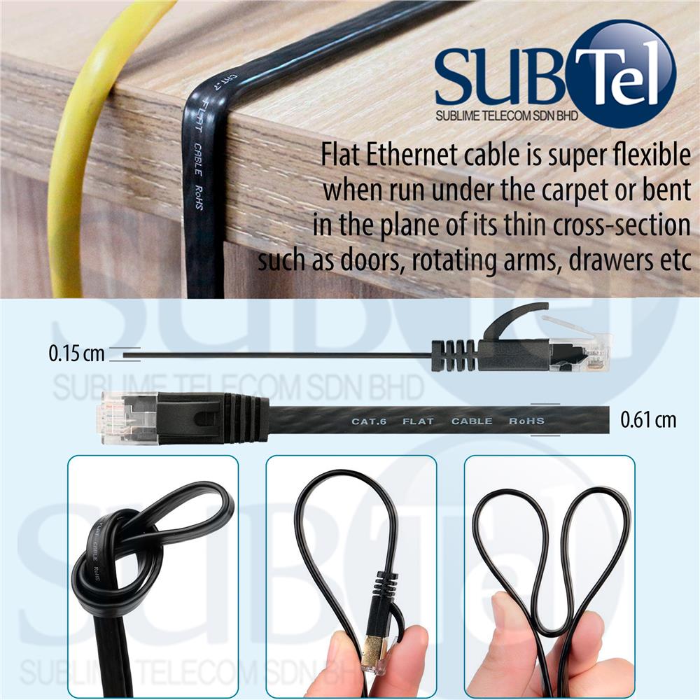 CAT6 Flat Patch Cord LAN Ethernet Network Cable UTP 1M 2M 5M 10M 20M 3