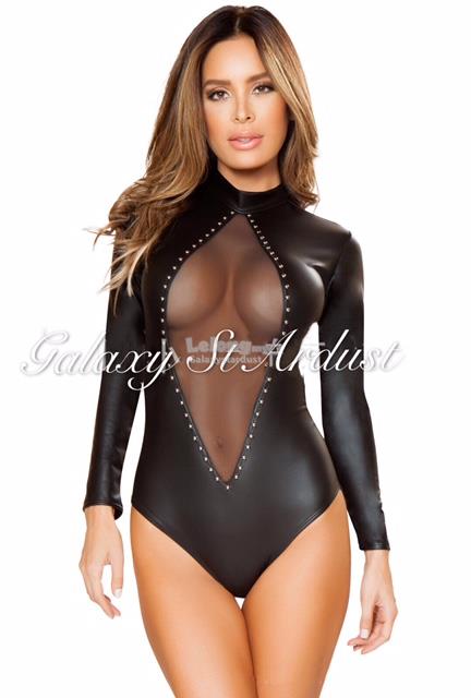 Catsuit PU Leather Sexy Bodycon Open Hole Gymnastic Costume Dominatrix