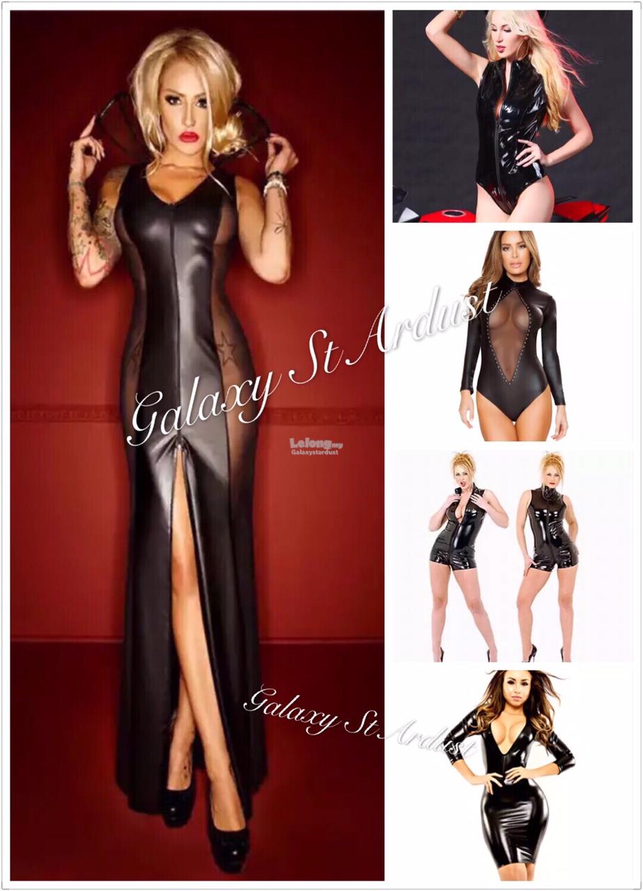 Catsuit PU Leather Sexy Bodycon Open Hole Gymnastic Costume Dominatrix