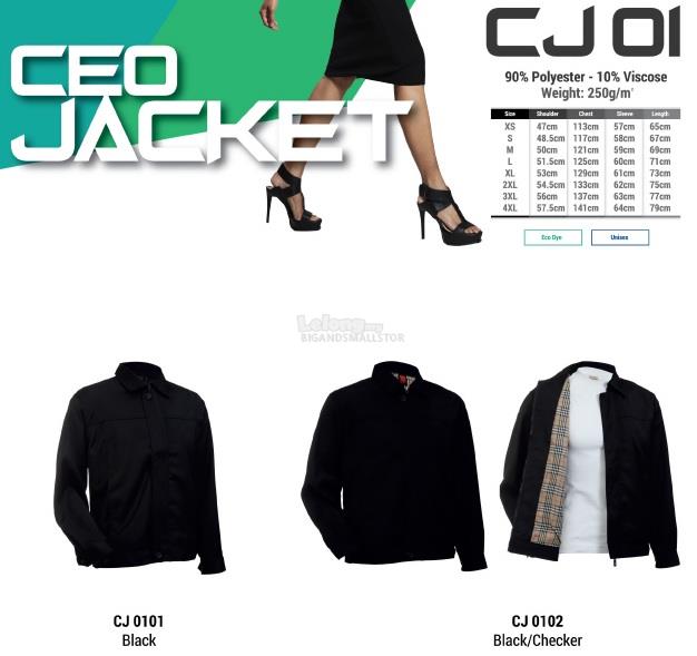 CEO Jacket 90% Polyester 10% Viscose Black Checker 250Gsm XS-4XL