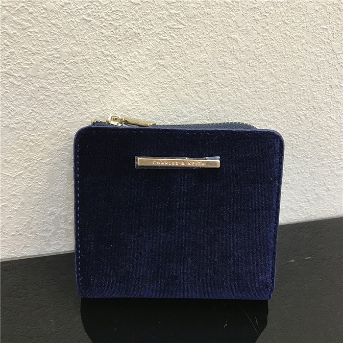 Charles  &amp; Keith Flicker textured Square Short Wallet Snap Button Purse