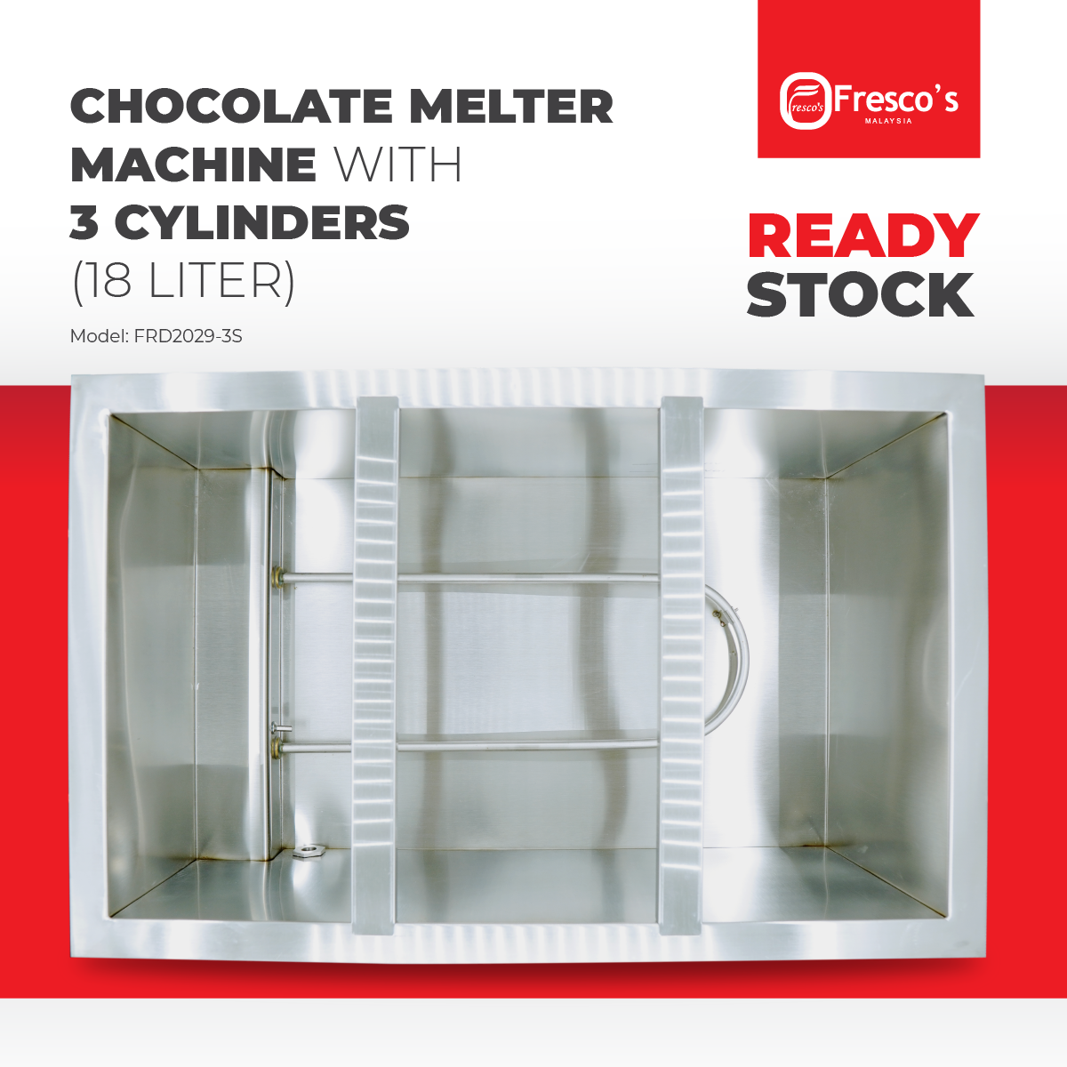 Chocolate Melter Machine With 3 Cylinders (18 Liter)