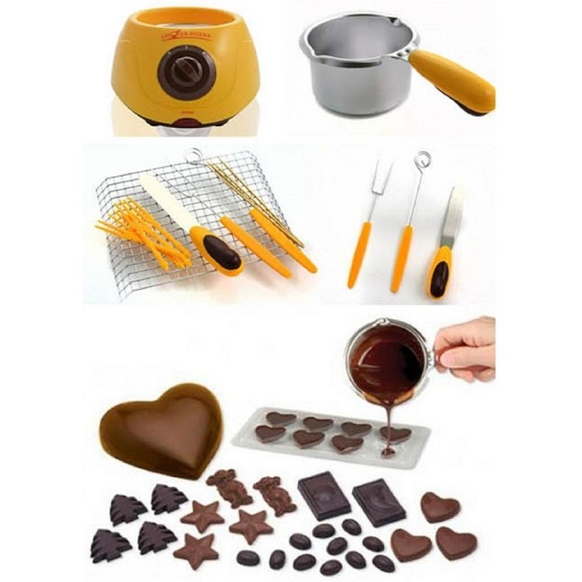 Chocolatiere Fondue Machine and Chocolate Mould Set (Yellow)