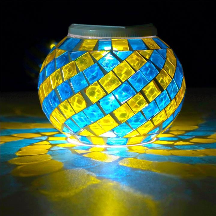 Christmas Solar Garden Table Light Mosaic Glass Light(Blue+Yellow)