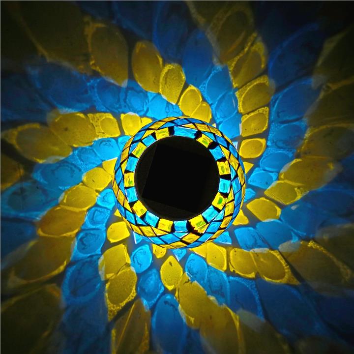 Christmas Solar Garden Table Light Mosaic Glass Light(Blue+Yellow)