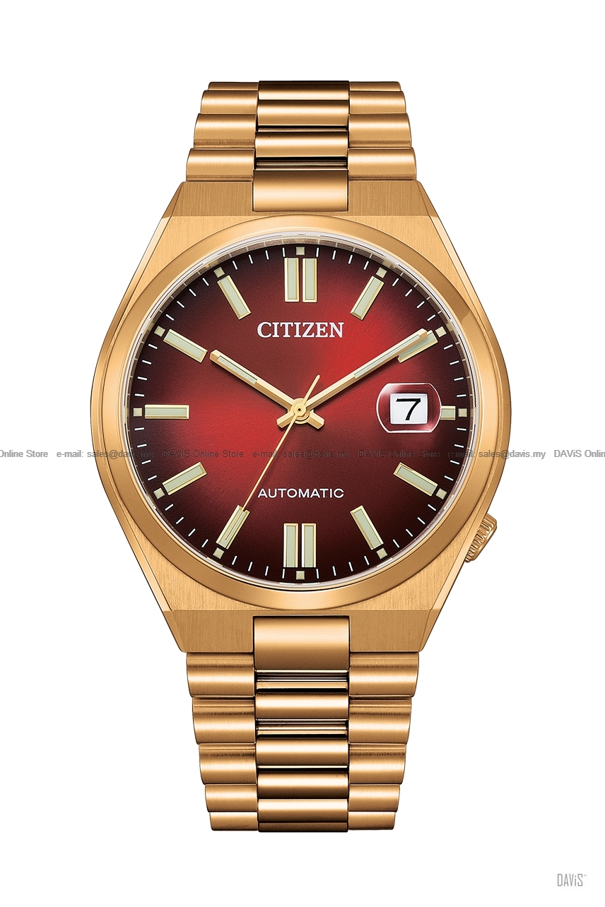CITIZEN NJ0153-82X Automatic Date Magnifier Sapphire Bracelet Red Gold
