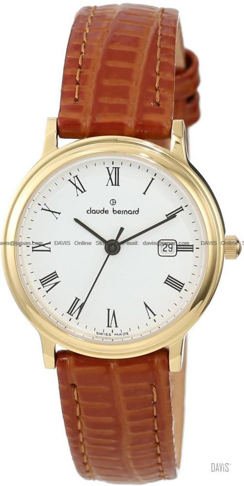 Claude Bernard . 31211 37J BR . Classic (W) Date Leather Strap White