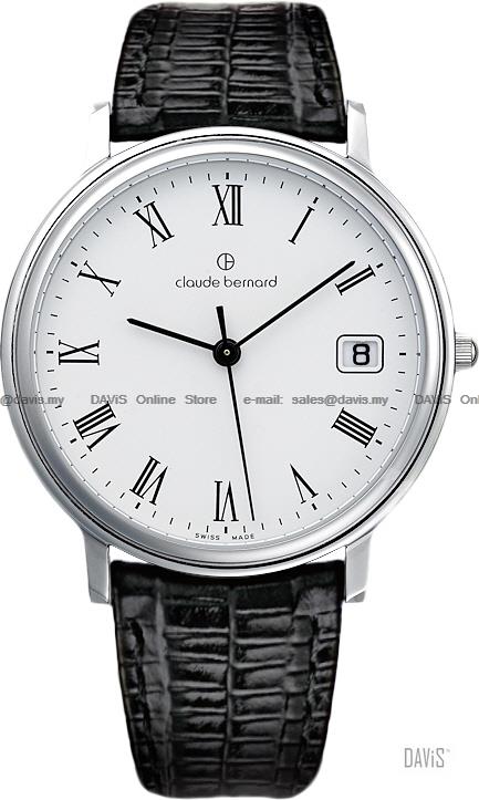 Claude Bernard . 70149 3 BR . Classic (M) Date Pair Leather White