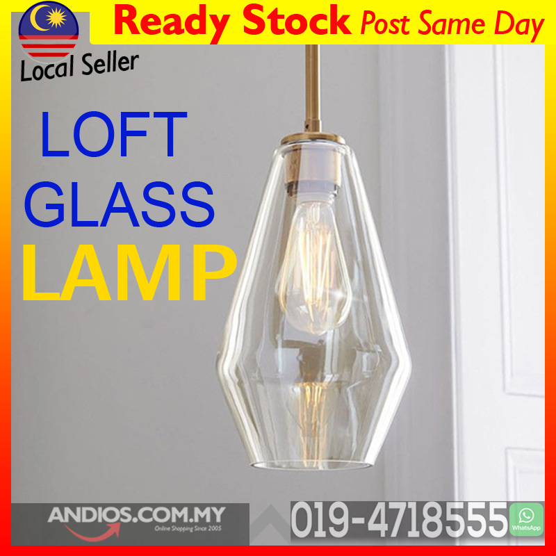 Clear Glass Hanging Light Ceiling Lamp Pendant Vintage Industrial
