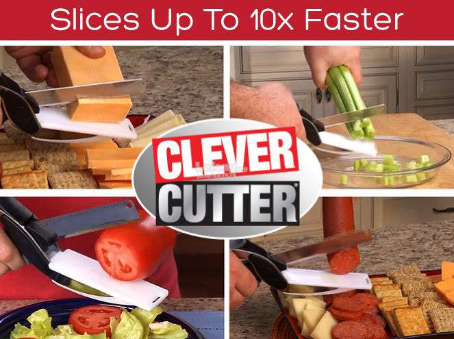 Clever Smart Cutter 2-in-1 Knife Cutting Kitchen Tools Board Scissors