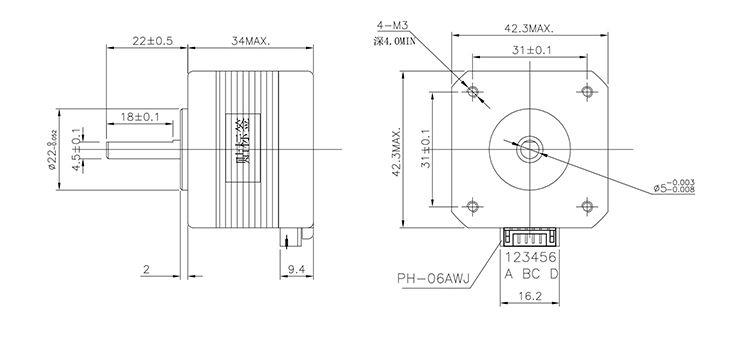 CNC 3D Printer Nema17 17HS3401-S  Lead 42 Stepper Motor 17HS3401S