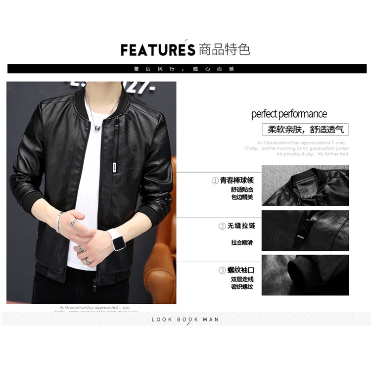 Comfortable Leather Jacket Men's Casual New Fashion Style PU for Stylish Man B