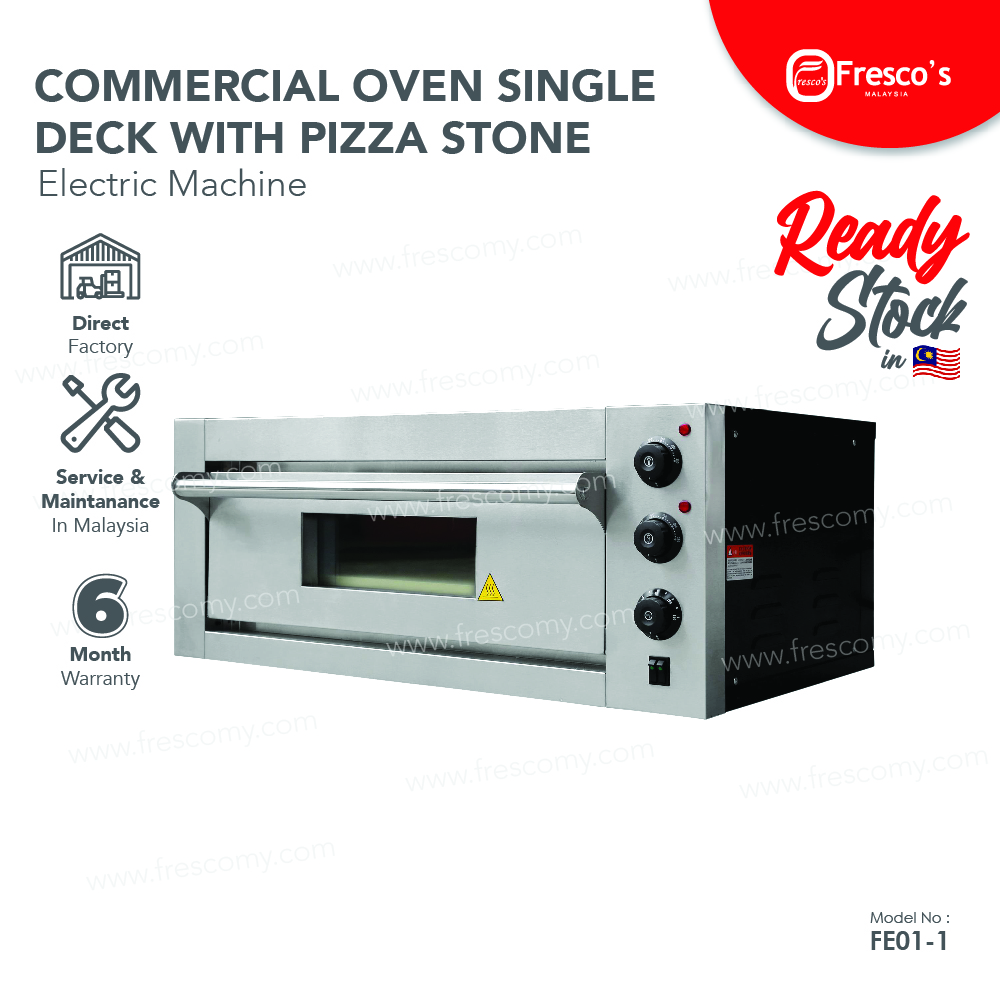 Commercial oven single deck with pizza stone