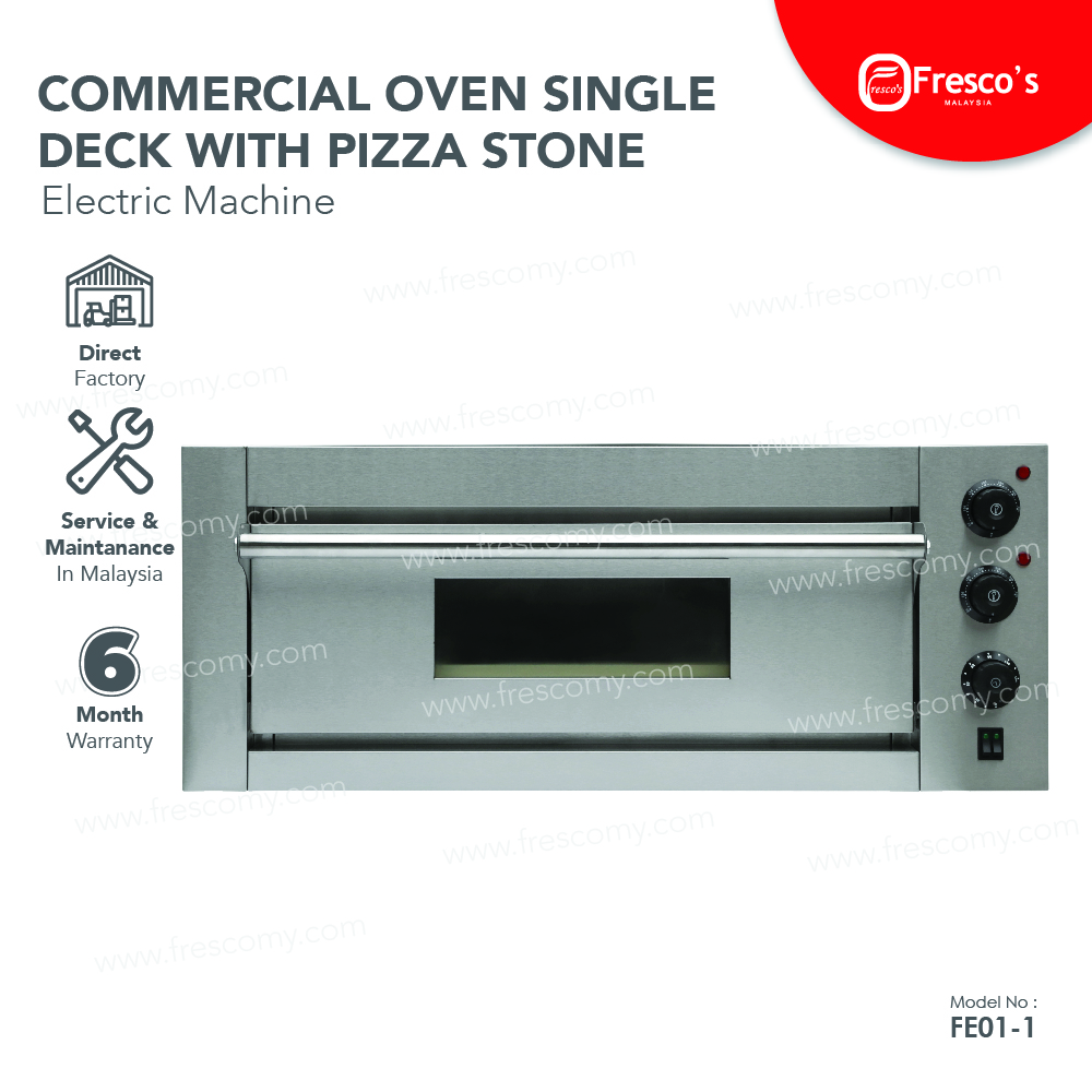 Commercial oven single deck with pizza stone