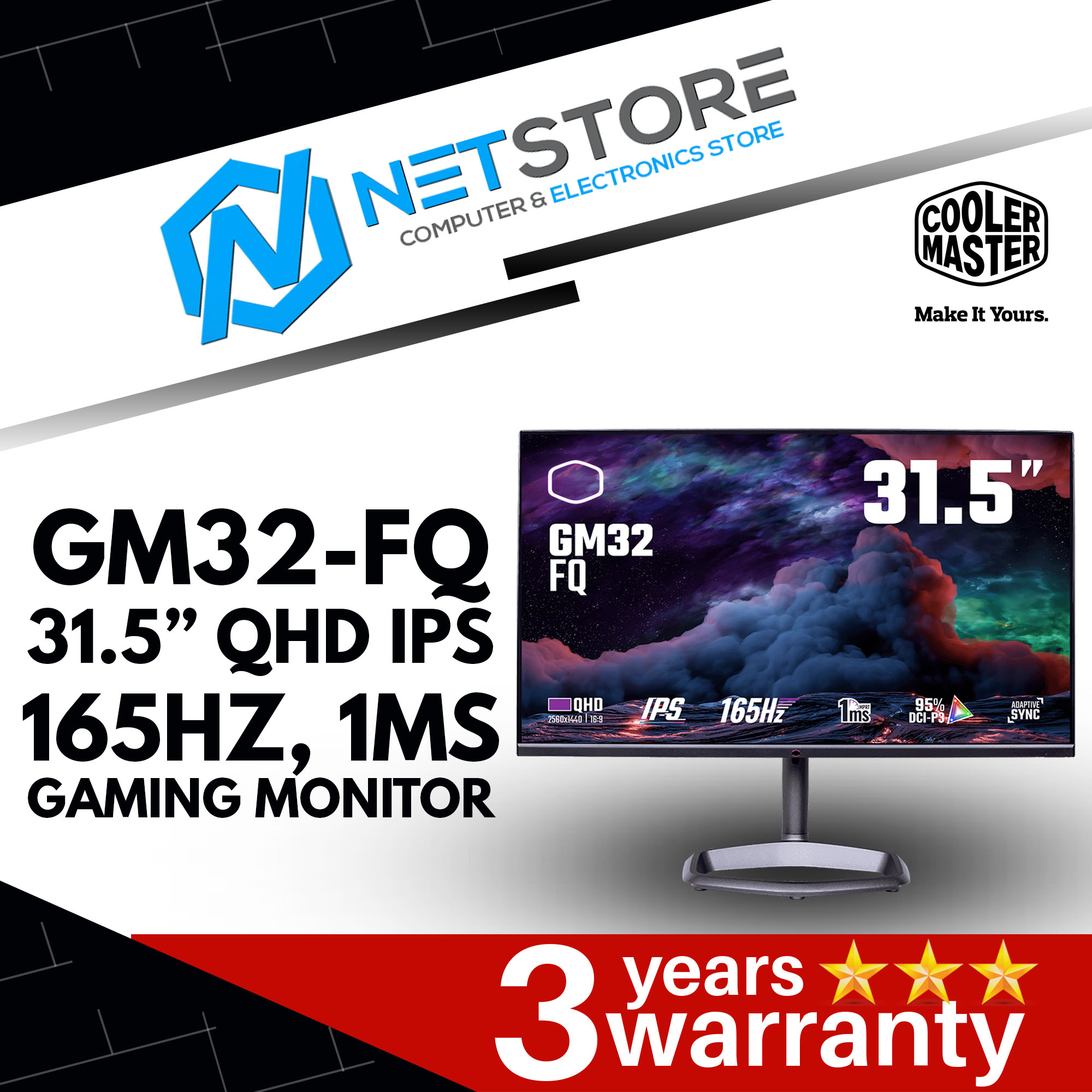 COOLER MASTER GM32-FQ 31.5&#8221; QHD IPS 165HZ, 1MS GAMING MONITOR