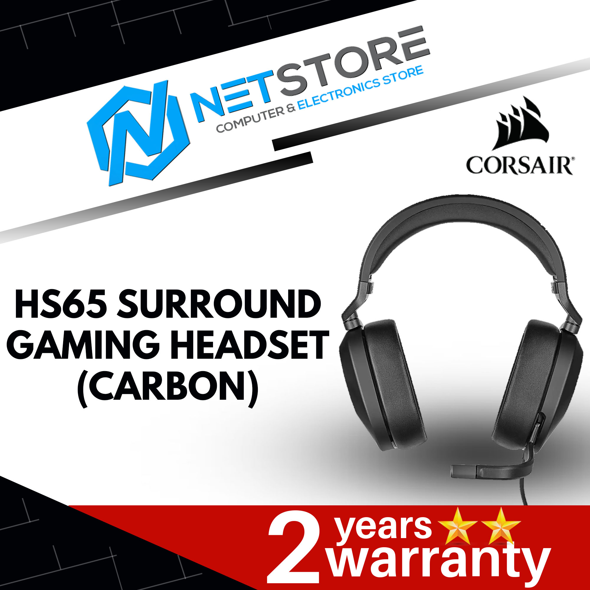 CORSAIR HS65 SURROUND GAMING HEADSET (CARBON) - CA-9011270-AP