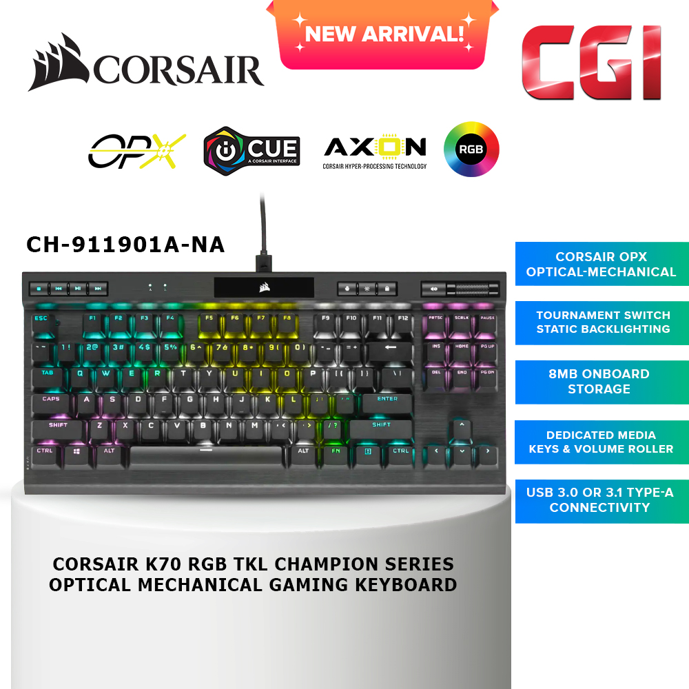 Corsair K70 RGB TKL Champion Optical Mechanical Gaming Keyboard