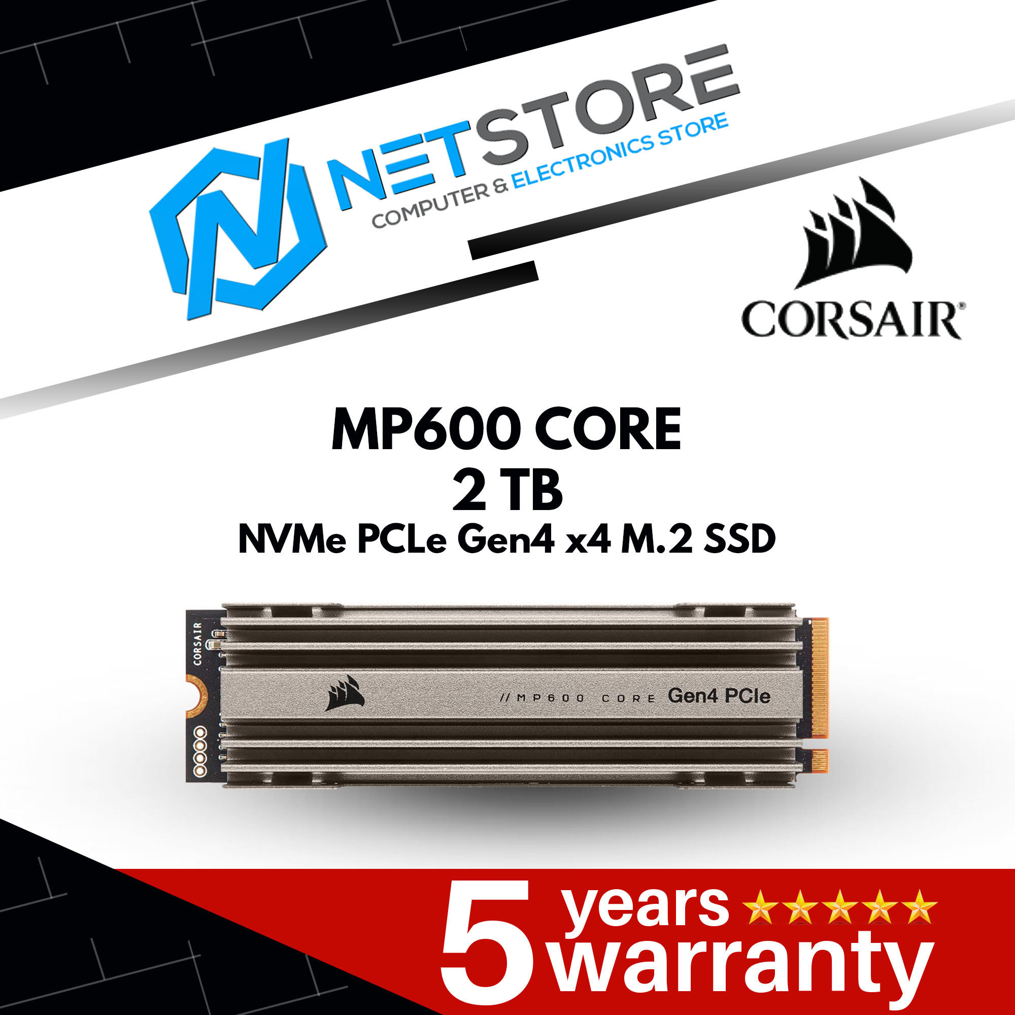 CORSAIR MP600 CORE 2TB M.2 NVMe PCIe GEN4x4 SSD - CSSD-F2000GBMP600COR