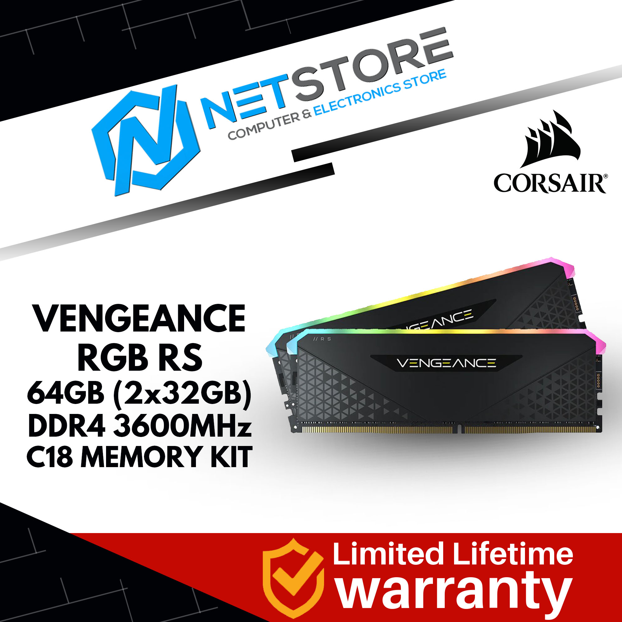 CORSAIR VENGEANCE RGB RS 64GB (2x32 (end 2/19/2024 12:00 AM)