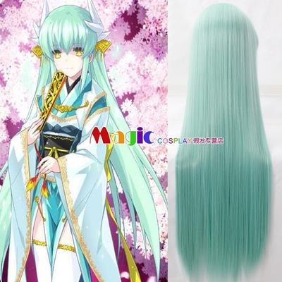 Cosplay wig 100cm long straight mint green ready stock
