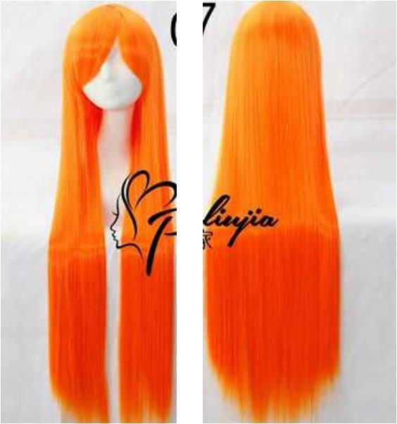 Cosplay wig 100cm long straight sharp orange / cos/ ready stock
