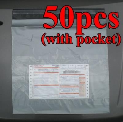 Courier Bag Post Plastic Mail Packing Pos Flyer Grey Beg with Pocket