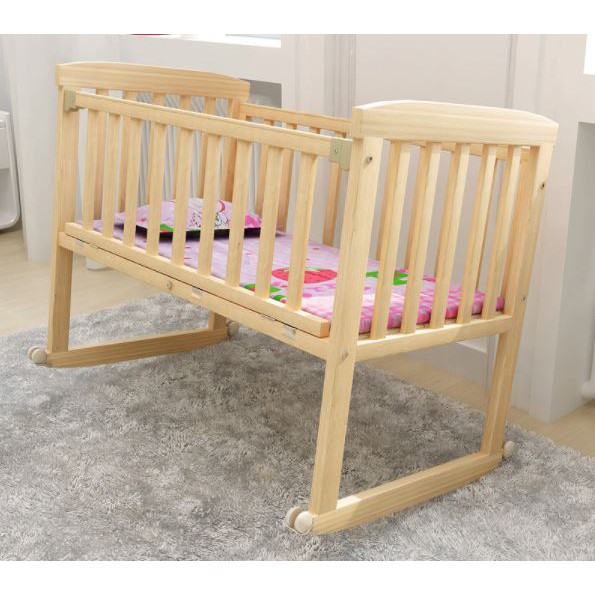 Cradle Baby Cot Baby Cot Wooden Rocking Table Baby Bed Play Pen (Natural Wood)