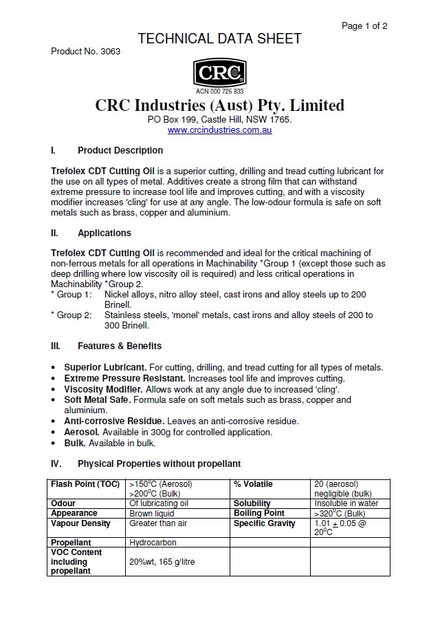 CRC Trefolex CDT Cutting Oil (300g) (end 9/29/2024 1200 AM)