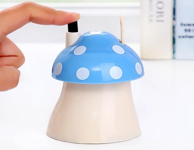 creative cute pressing automatic mushroom toothpick box