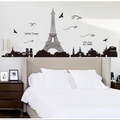 Creative Paris Eiffel Tower Wall Sticker Removable Wall Decoration Bed