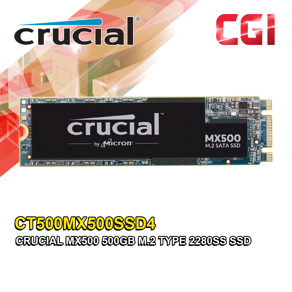Crucial MX500 500GB M.2 Type 2280SS SSD (CT500MX500SSD4)