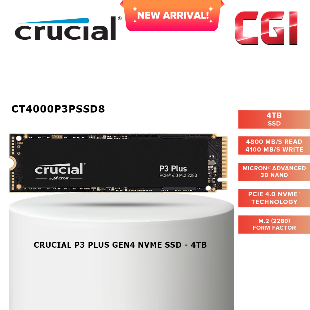Crucial P3 Plus 4TB PCIe M.2 2280 SSD - CT4000P3PSSD8