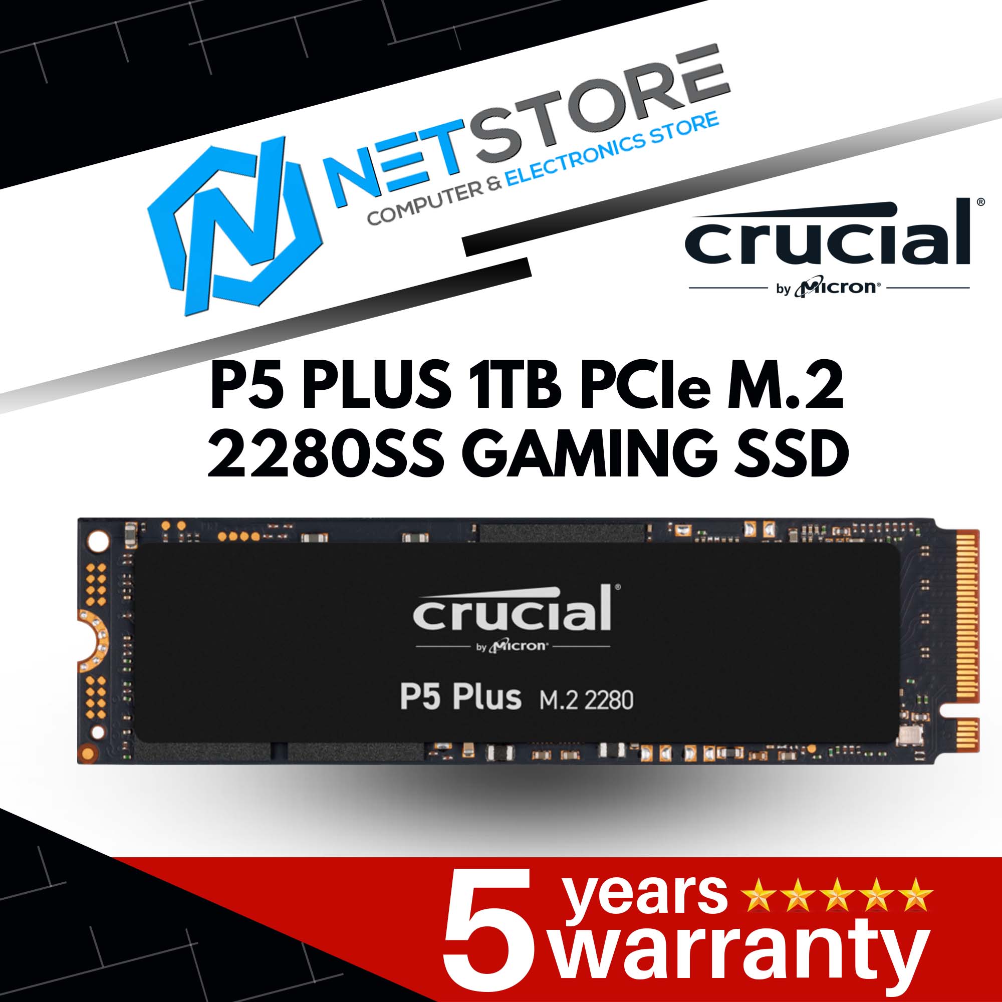 CRUCIAL P5 PLUS 1TB PCIe M.2 2280SS GAMING SSD - CT1000P5PSSD8