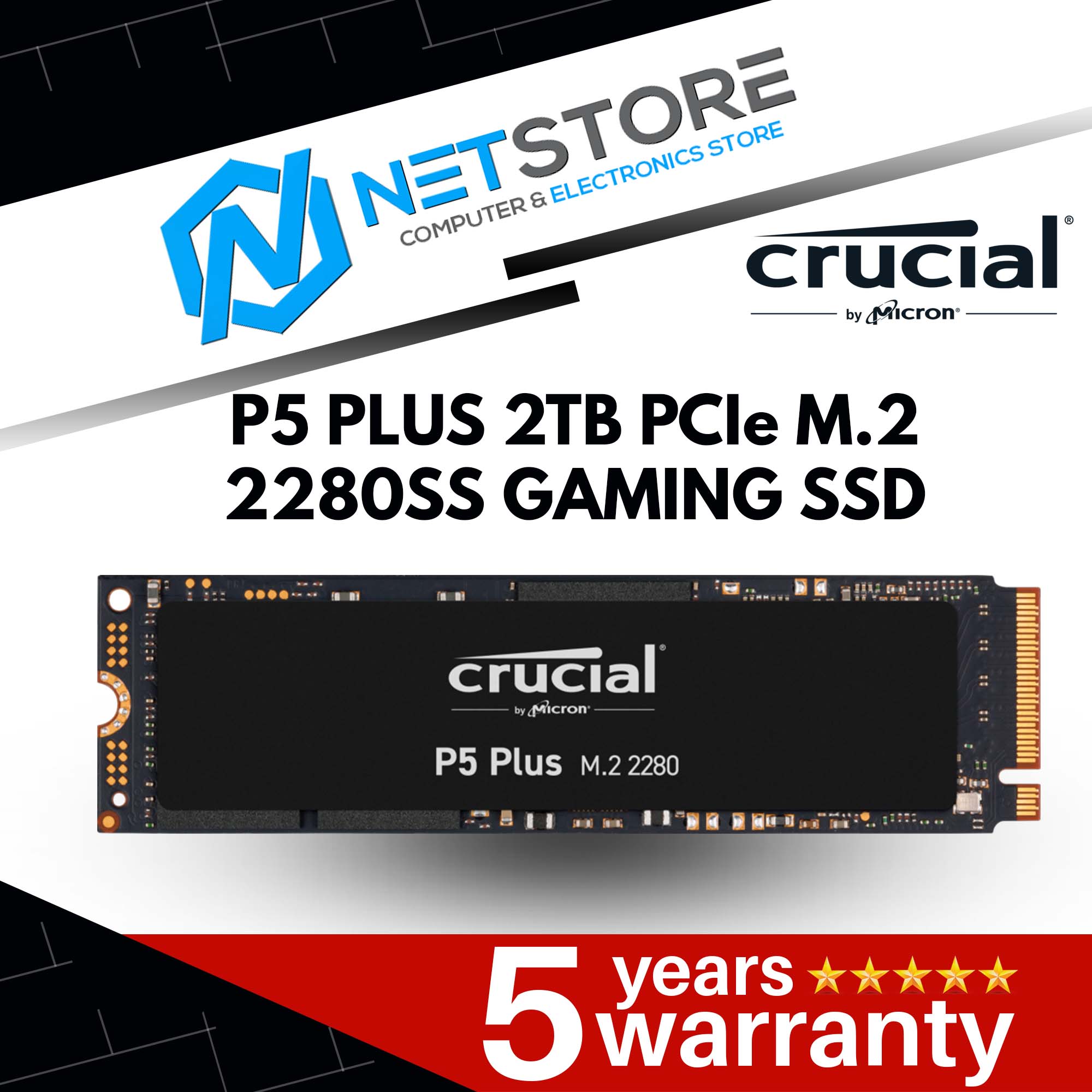 CRUCIAL P5 PLUS 2TB PCIe M.2 2280SS GAMING SSD - CT2000P5PSSD8
