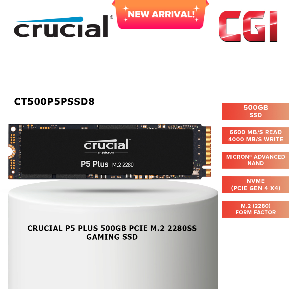 Crucial P5 Plus 500GB PCIe M.2 2280SS Gaming SSD - CT500P5PSSD8