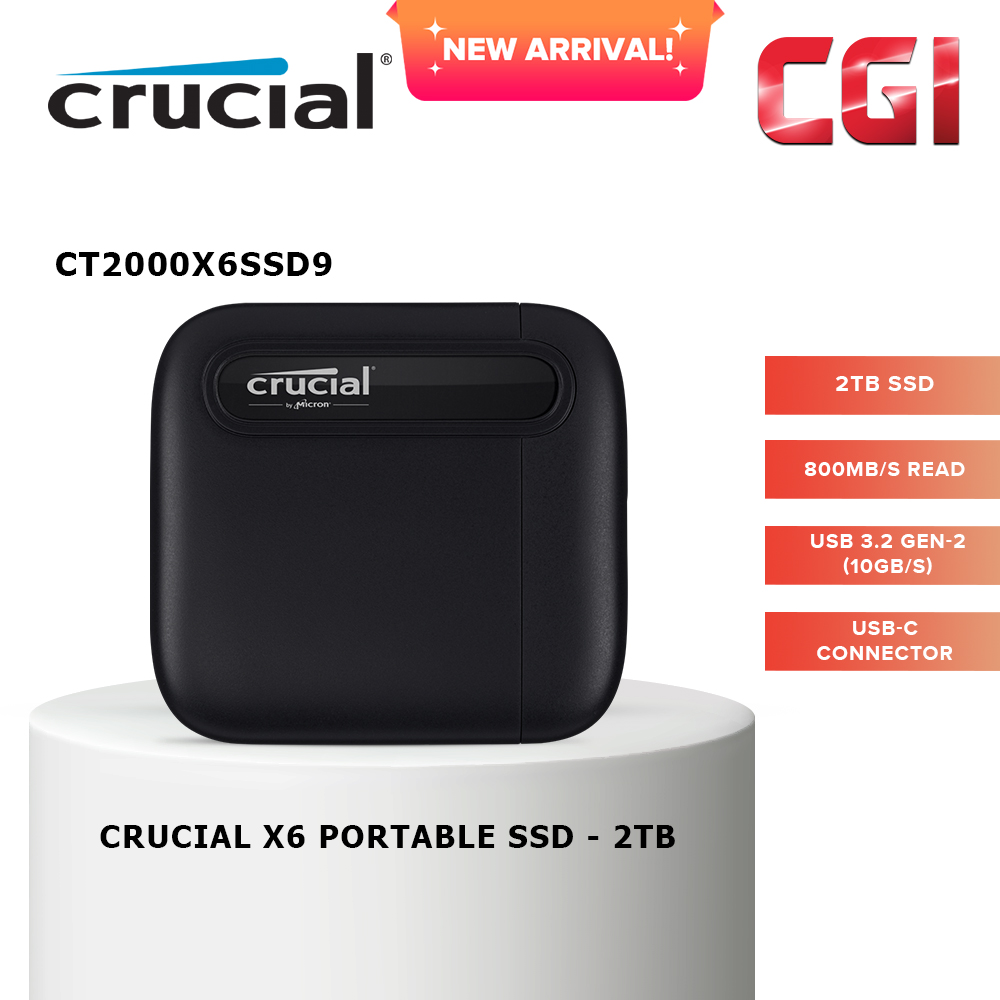 Crucial X6 2TB 800MB/s USB 3.2 Gen-2 Portable SSD - CT2000X6SSD9