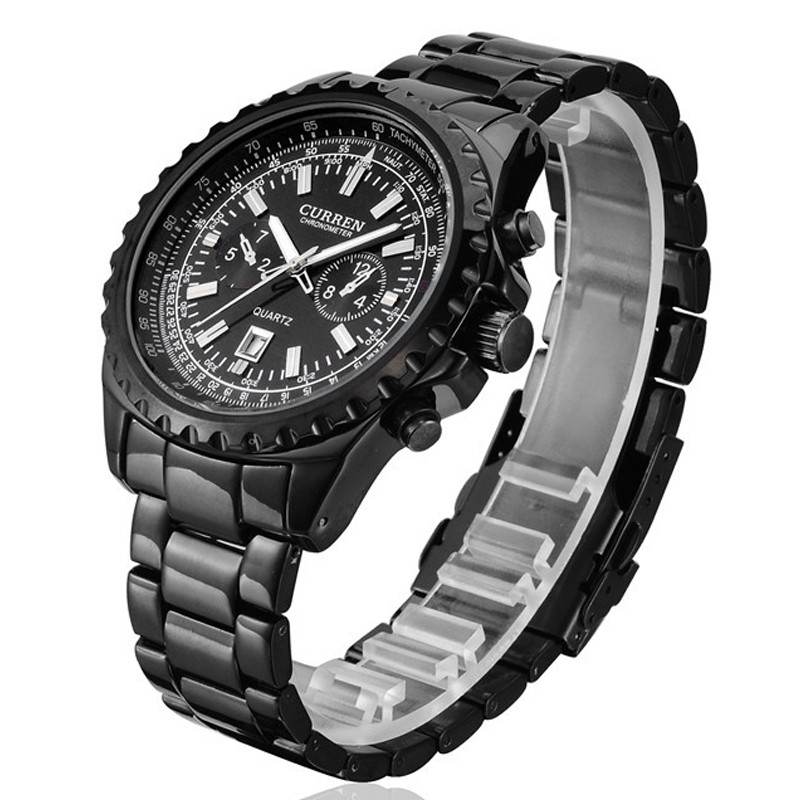 CURREN 8053 Men's Military Stainless Steel Watch Full Black