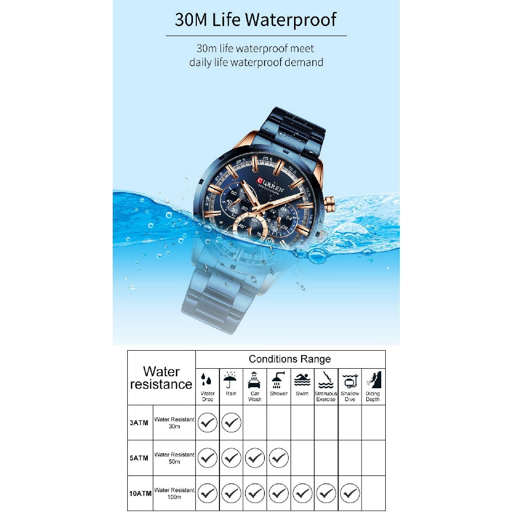 CURREN 8355 Business Mens Watch Waterproof Luminous Display Stainless Steel Qu