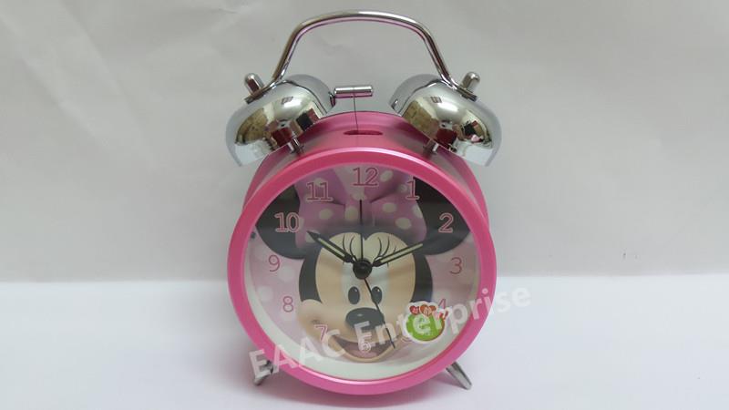 Cute Cartoon Minnie Pink Twin Bell Alarm Clock for Kids