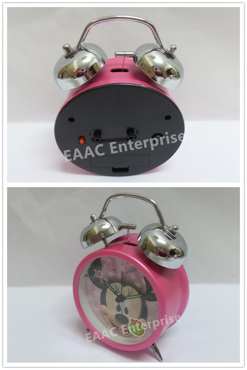 Cute Cartoon Minnie Pink Twin Bell Alarm Clock for Kids