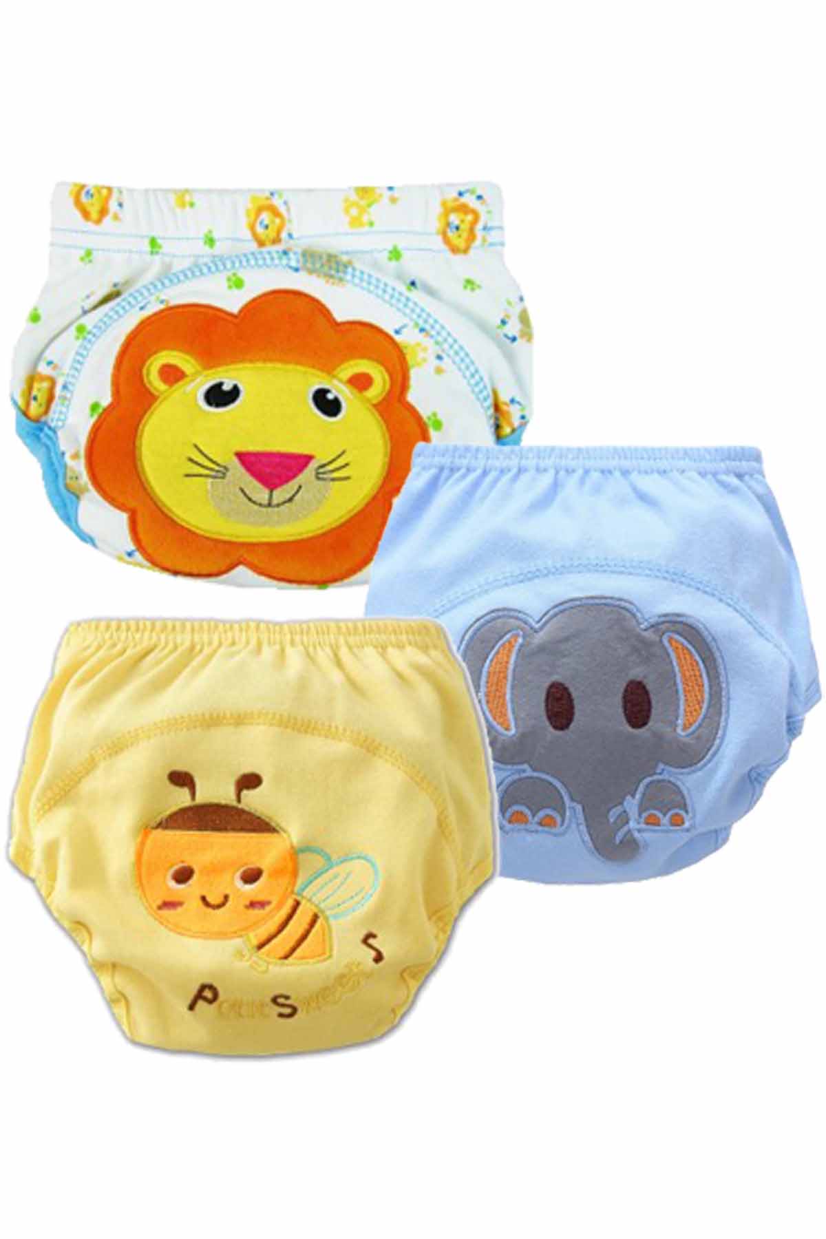 Cute Elephant+Bee+Lion Print Potty / Toilet Training Pants (3pcs Set) - As Sho
