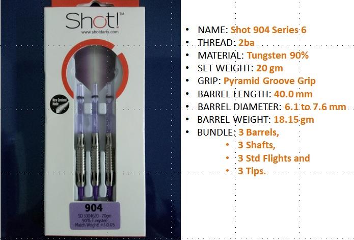 Dart 20g; Soft Tip darts; Shot! 904 Series 6; 2ba