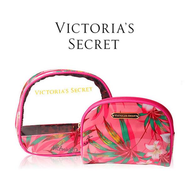 (DAS VCHB225) Authentic Victoria's Secret 2 Pcs Cosmetic Pouch Set