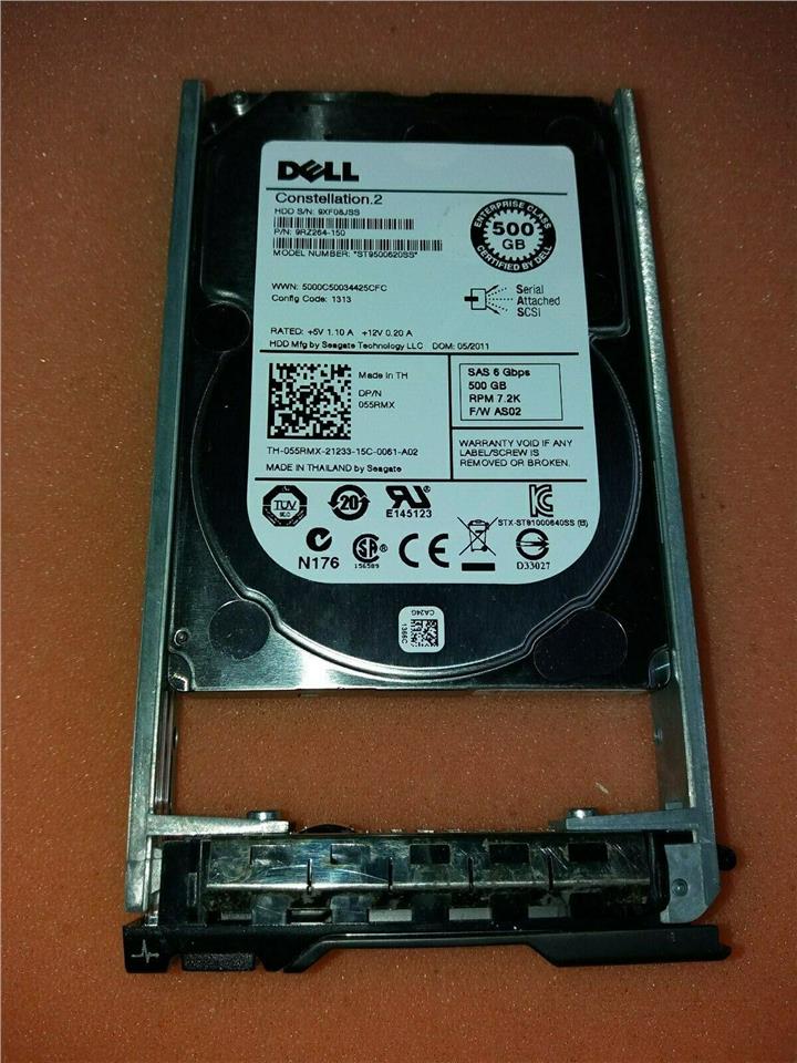 Dell 55RMX ST9500620SS 500GB 7.2K RPM 6G 2.5" SAS Internal HDD 055RMX