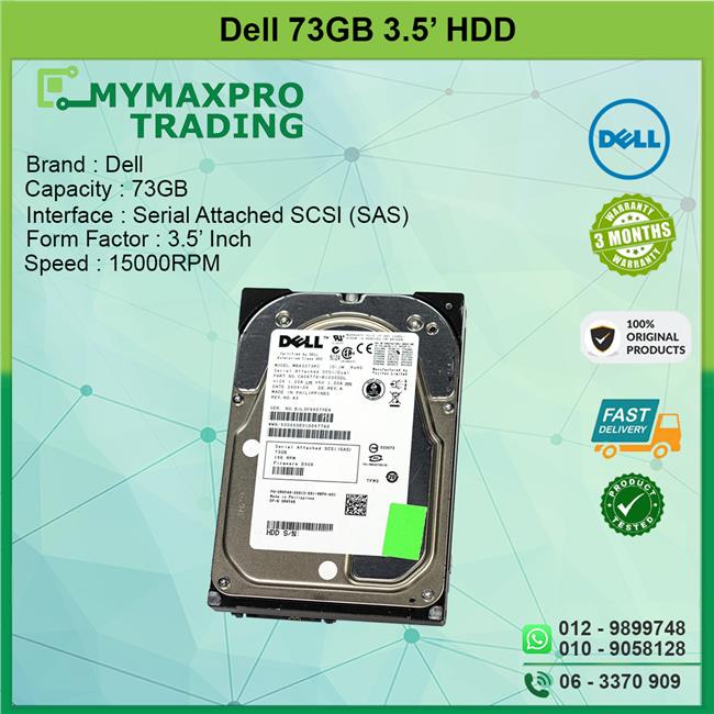 Dell 73GB 15Krpm 3.5' SAS HDD RW548 H8799 MAX3073RC