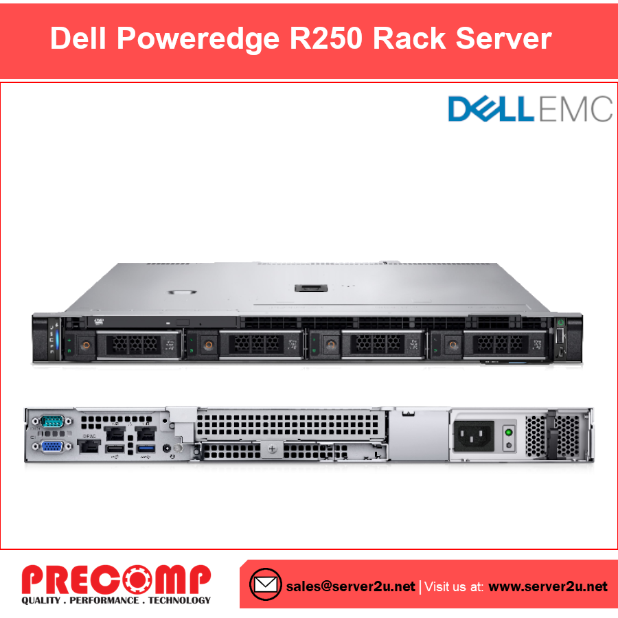Dell PowerEdge R250 Rack Server (E-2324G.8GB.2TB) (R250-E2324G)