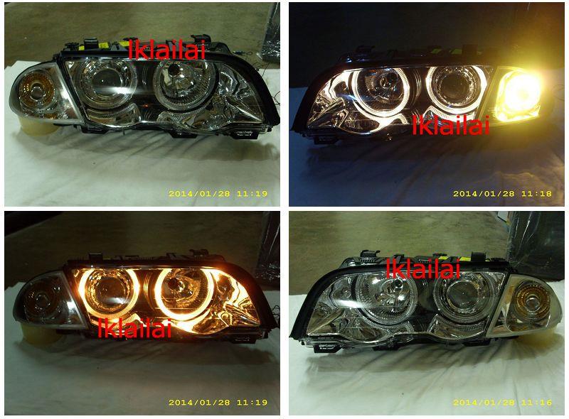 DEPO BMW E46 '98 4D Head Lamp LED Ring Projector + Motor [Chrome]