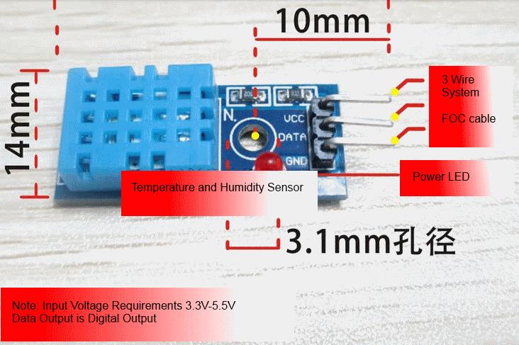 DHT11 humidity sensor module temperature and humidity module FOC cable